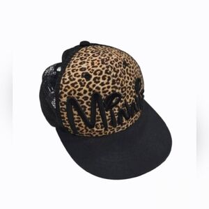 Disney Minnie Mouse Leopard Print Trucker Hat Snapback Black Mesh